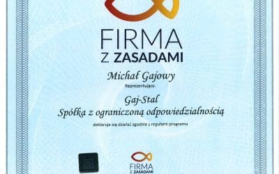 Uzyskanie certyfikatu „Firma z zasadami”